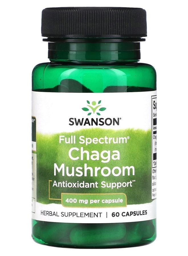 سوانسون، فطر تشاغا كامل الطيف، 400 ملغ، 60 كبسولة